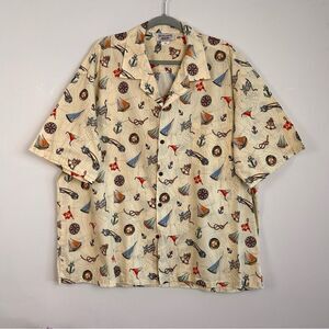 Pacific Legend Voyage Ivory Cotton Men's Hawaiian Shirt